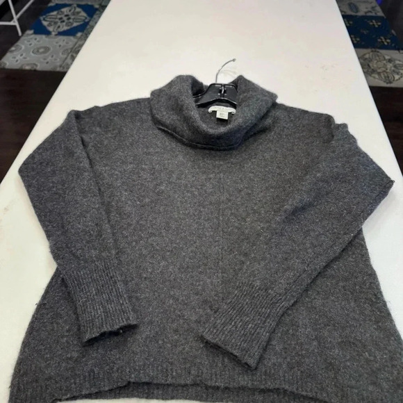 Deane and white Women’s Pure Cashmere Cowl Neck sweater Charcoal Gray Sz Small - Picture 1 of 8